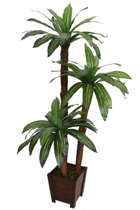 Yapay Ağaç 3 Gövdeli Cordyline 160 cm Sarı Çizgili Model - Yapay Çiçek Deposu