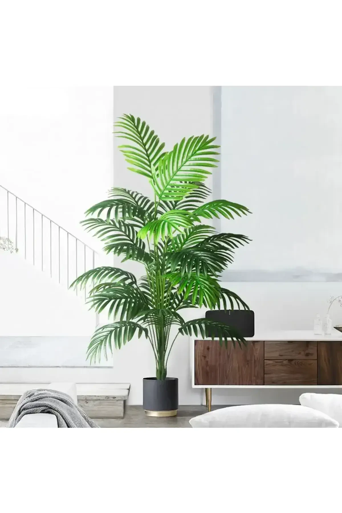 Yapay Areka Ağacı(palmiye bitkisi) 18 Yapraklı Siyah Saksıda 80 cm - 6