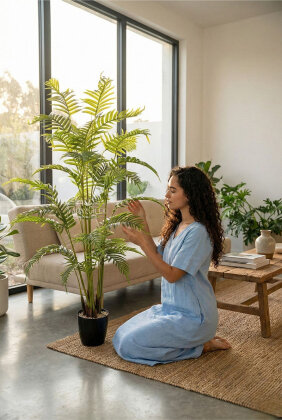 Siyah Saksıda Yapay Ağaç Areka Palmiyesi 170 cm - 2