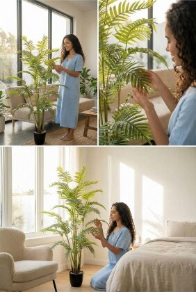 Siyah Saksıda Yapay Ağaç Areka Palmiyesi 170 cm - 3