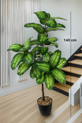 Yapay Ağaç 3 Dallı Difenbahya 140 cm - Yapay Çiçek Deposu