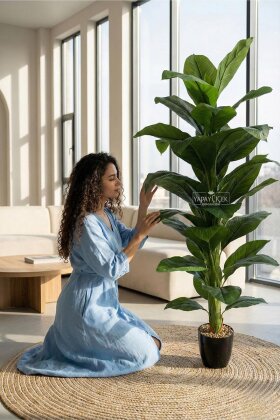 Yapay Ağaç Yoğun Yapraklı Premium Difenbahya 165 cm Yeşil (34 Yapraklı) - Yapay Çiçek Deposu