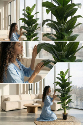 Yapay Ağaç Yoğun Yapraklı Premium Difenbahya 165 cm Yeşil (34 Yapraklı) - 2