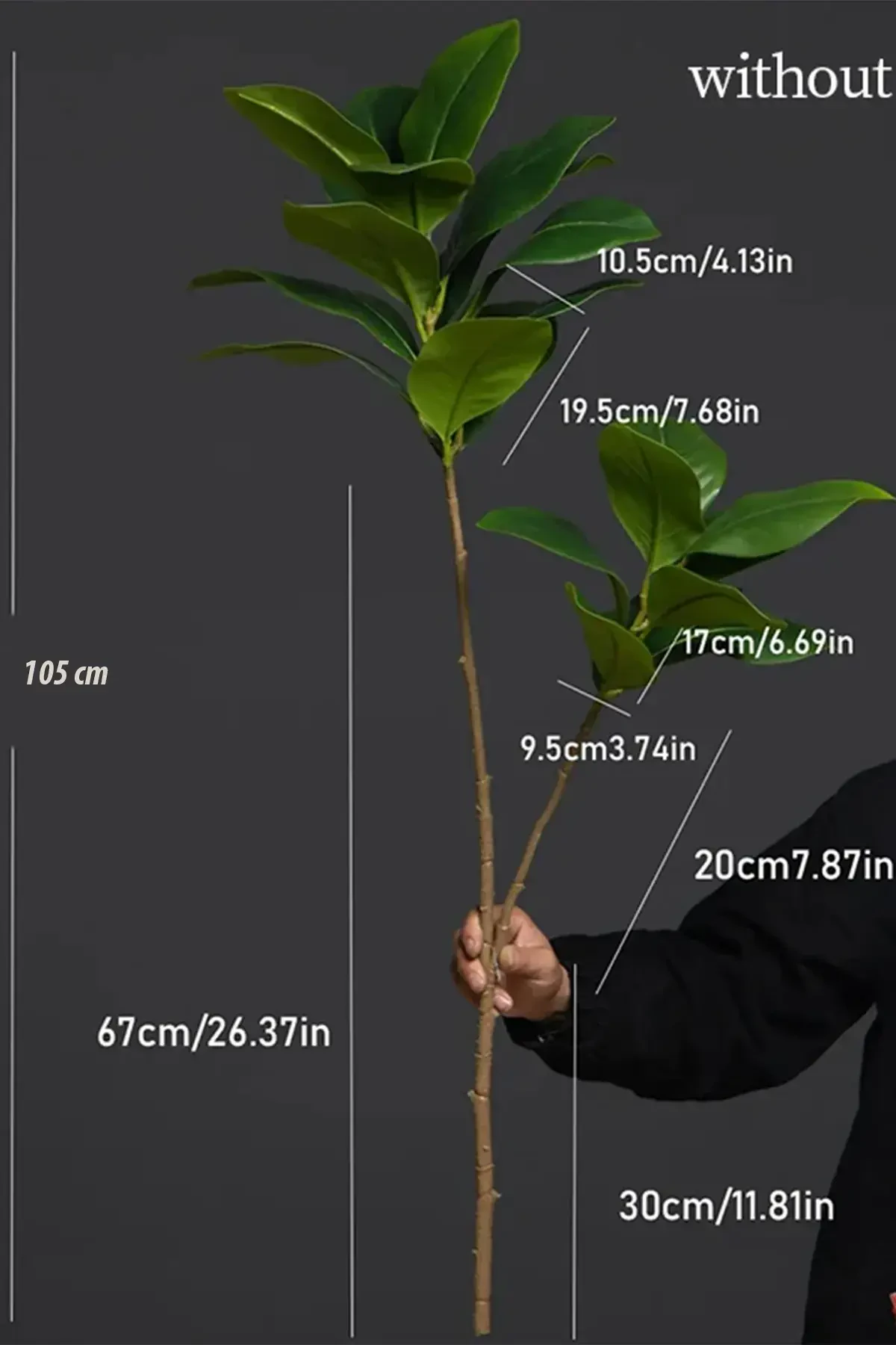 Yapay Ağac Kauçuk Bitkisi 2 Dallı 105 cm (Saksısız) - 9