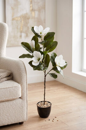 Yapay Çiçekli Manolya Ağacı 105 cm Beyaz - Yapay Çiçek Deposu