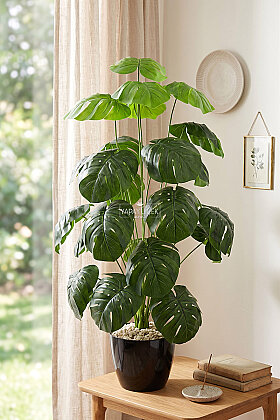 Yapay Ağaç Mini 24 Yapraklı Monstera Deve Tabanı 105 cm Yeşil - Yapay Çiçek Deposu