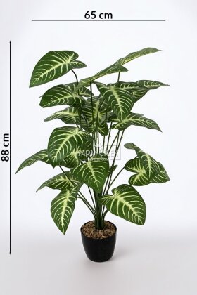 Yapay Ağaç Mini 24 Dallı Difenbahya Ağacı Yeşil-Krem 88 cm - 4