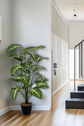 Yapay Ağaç Mini 24 Dallı Difenbahya Ağacı Yeşil-Krem 88 cm - Yapay Çiçek Deposu