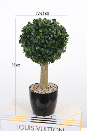 Yapay Mini Top Şimşir Ağacı 33 cm Siyah Saksılı - 2