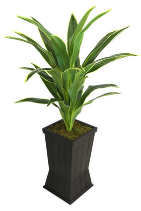 Saksılı Yapay Ağaç Premium Drecina Ağacı 130cm Dracaena Plant (Yeşil-Sarı) - 2