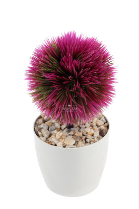 Yapay Ağaç Plastik Saksıda Mini Top Kirpi 25 cm Fuşya - 2