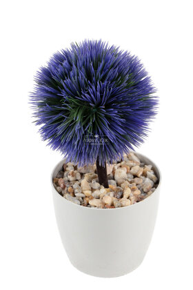 Yapay Ağaç Plastik Saksıda Mini Top Kirpi 25 cm Mor - 2