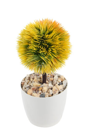 Yapay Ağaç Plastik Saksıda Mini Top Kirpi 25 cm Sarı - 2