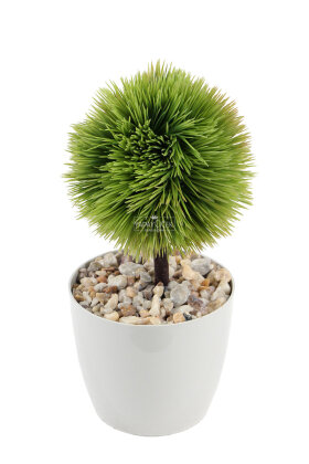 Yapay Ağaç Plastik Saksıda Mini Top Kirpi 25 cm Yeşil - 2