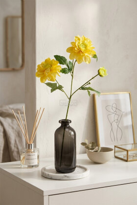 Yapay 3'lü Amber Yıldız Çiçeği Dalı 70 cm Sarı - 2