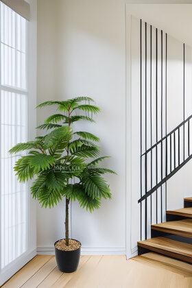 Yapay Ağaç 46 Yapraklı Areka Palmiyesi 130 cm Yeşil - Yapay Çiçek Deposu