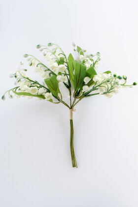 Yapay Çiçek 6 Dallı Bahar Çanı Demeti 30 cm Beyaz - 3