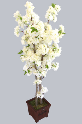 Yapay Bahar Dalı Ağacı 2 Gövdeli Beyaz 130 cm - 1