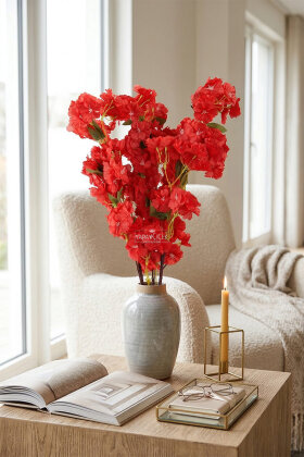 Yapay Lüx Kabarık Bahar Dalı 100 cm Kırmızı - Yapay Çiçek Deposu