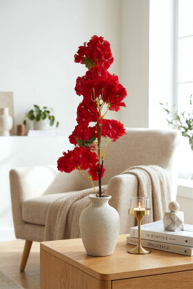 Yapay Lüx Kabarık Bahar Dalı 100 cm Kırmızı - 2