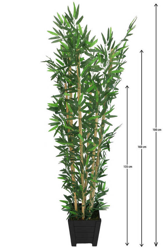 Yapay Bambu Ağacı 6 Gövde 180 cm Lüx Siyah Ahşap Saksılı Model 17