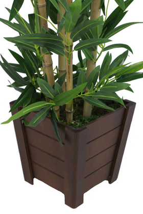 Yapay Bambu Ağacı Premium Kalite Lüx Kahverengi Ahşap Saksıda 190cm 6 Gövdeli (Model 18) - 4