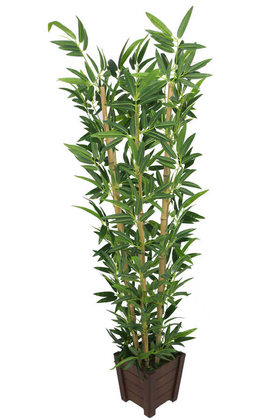 Yapay Bambu Ağacı Premium Kalite Lüx Kahverengi Ahşap Saksıda 190cm 6 Gövdeli (Model 18) - 5