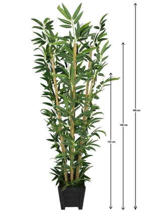 Yapay Bambu Ağacı Premium Kalite Lüx Siyah Ahşap Saksıda 190cm 6 Gövdeli (Model 19) - Yapay Çiçek Deposu