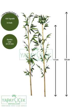 135 cm Yapay 10 Dal Yapraklı Doğal Bambu Tip11 - 1
