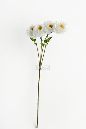 Yapay Çiçek 4 Çiçekli İzlanda Gülü 80 cm Beyaz - 3