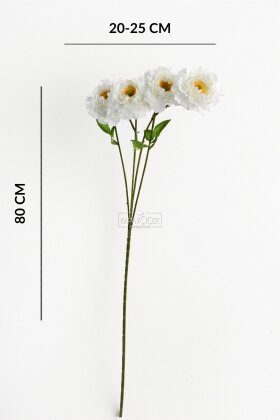 Yapay Çiçek 4 Çiçekli İzlanda Gülü 80 cm Beyaz - 4