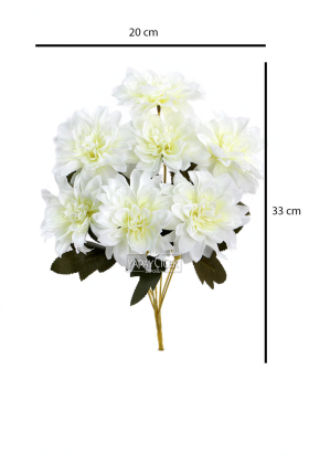Yapay Çiçek 7li Dahlia Demeti 33 cm Kırık Beyaz - 3