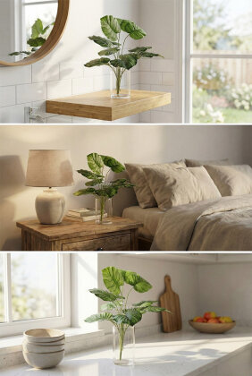 Yapay Bitki 12 Yapraklı Calypso Demeti 47 cm Yeşil - 2