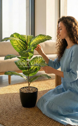 Yapay Bitki 15 Yapraklı Green Aura 60 cm Yeşil - Yapay Çiçek Deposu