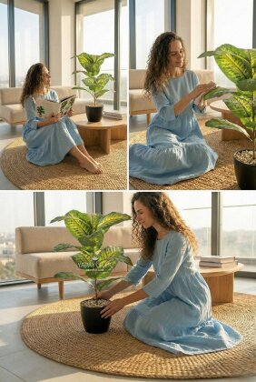 Yapay Bitki 15 Yapraklı Green Aura 60 cm Yeşil - 3