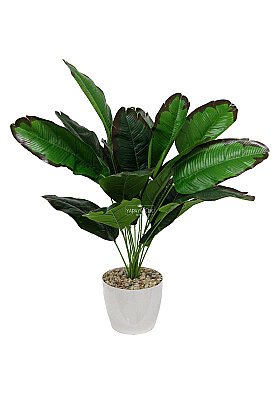 Yapay Bitki 18 Yapraklı Saksıda Musa Botanica 70 cm Yeşil-Kahve - 2