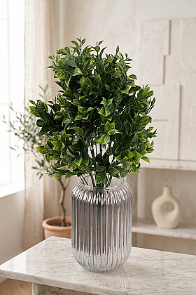 Yapay Bitki 24 Dallı Minimalist Ficus Yeşillik Demeti 50 cm Yeşil UV Dayanıklı - 2