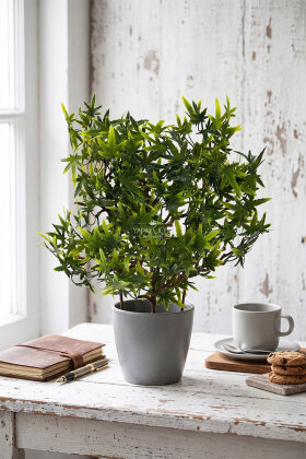 Yapay Bitki 3 Dallı Premium Aralia Demeti 35 cm Koyu Yeşil - Yapay Çiçek Deposu