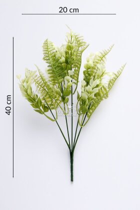Yapay Bitki 5 Dallı Liva Bitki Demeti 40 cm Yeşil-Krem - 4