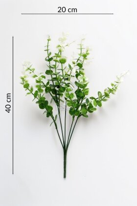 Yapay Bitki 5 Dallı Okaliptus Bitki Demeti 40 cm Yeşil - Beyaz - 4