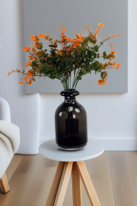 Yapay Bitki 5 Dallı Okaliptus Bitki Demeti 40 cm Yeşil - Turuncu - Yapay Çiçek Deposu