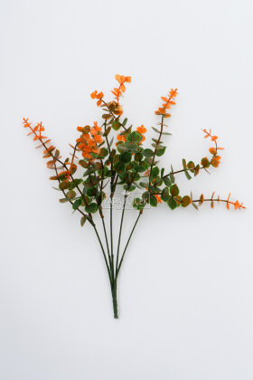Yapay Bitki 5 Dallı Okaliptus Bitki Demeti 40 cm Yeşil - Turuncu - 3