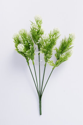 Yapay Bitki 5 Dallı Turmalin Bitki Demeti 30 cm Beyaz - 3