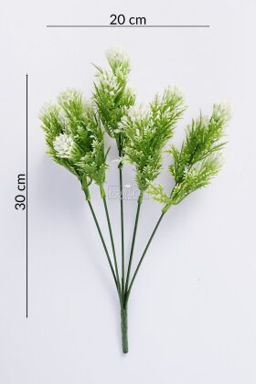 Yapay Bitki 5 Dallı Turmalin Bitki Demeti 30 cm Beyaz - 4