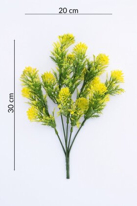 Yapay Bitki 5 Dallı Turmalin Bitki Demeti 30 cm Sarı - 4