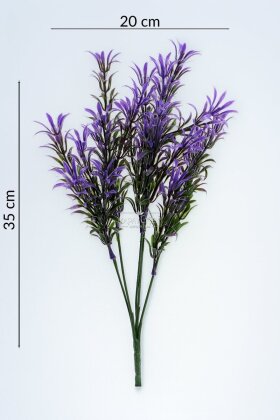 Yapay Bitki 5 Dallı Vadi Bitki Demeti 35 cm Mor - 4