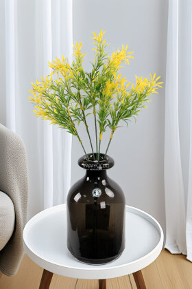 Yapay Bitki 5 Dallı Vadi Bitki Demeti 35 cm Sarı - 2