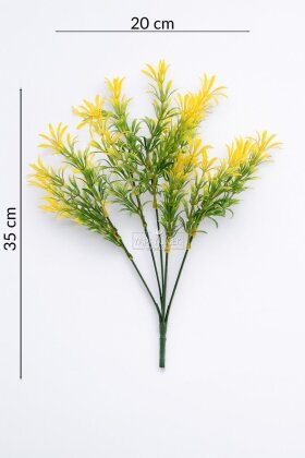 Yapay Bitki 5 Dallı Vadi Bitki Demeti 35 cm Sarı - 4