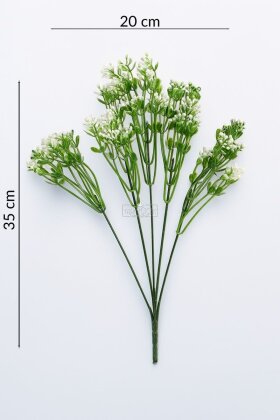 Yapay Bitki 5 Dallı Yaban İncisi Bitki Demeti 35 cm Beyaz - 4