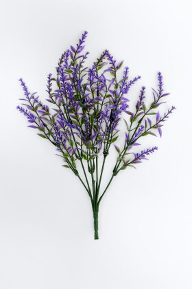 Yapay Bitki 7 Dallı Lavandin Bitki Demeti 35 cm Mor - 3